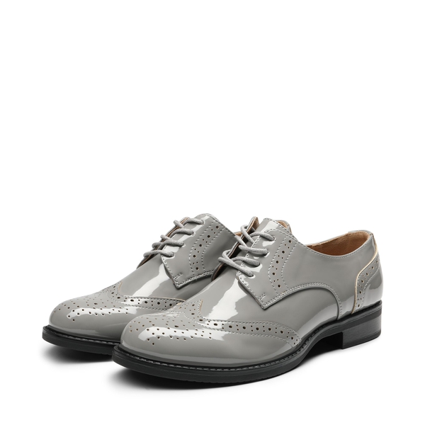 Classic Lace Up Brogue Oxford Shoes  - LIGHT GREY - 3